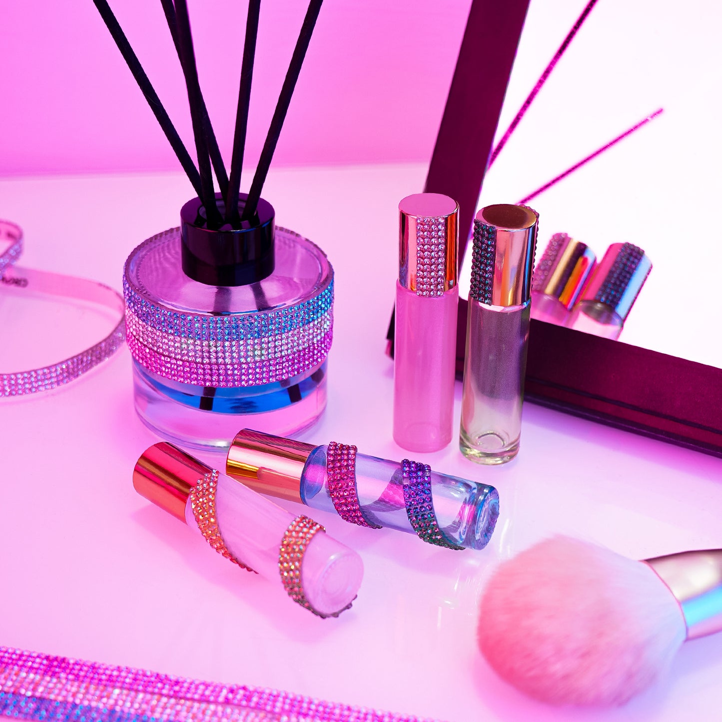 12-Pack 0.9cm Self-Adhesive Crystal Rhinestone Diamond Ribbon Roll - 12 Colors