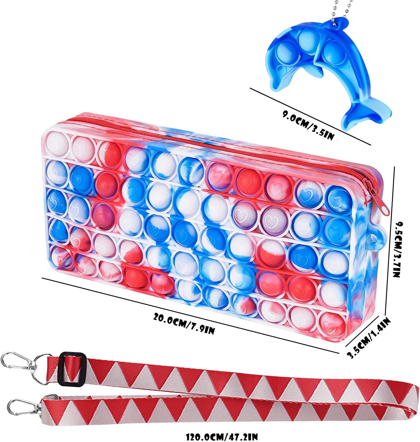 Push Pop Bubble Purse Fidget Sensory Toy Dolphin Pop Keychain Multicolor Handbag