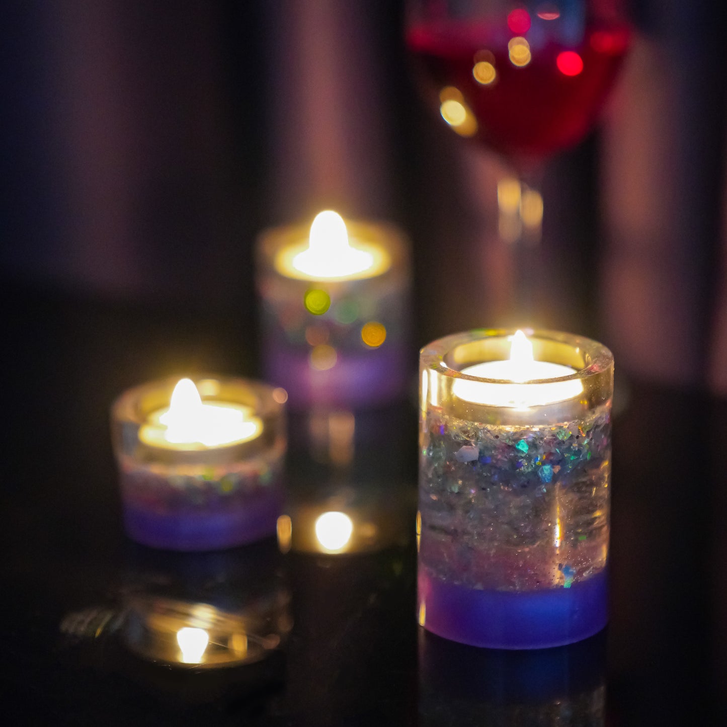 3PCS Cylinder Candle Holder Epoxy Resin Casting Silicone Mold Kit+10PCS Tealig