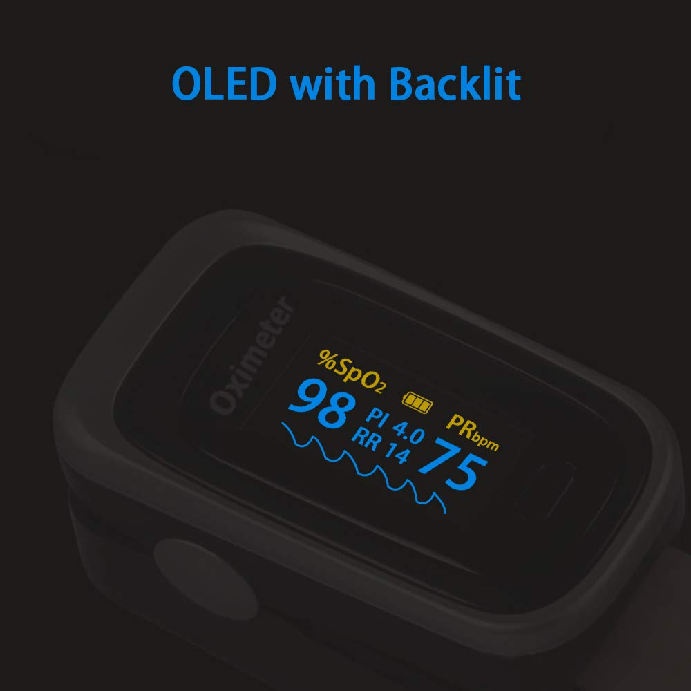 Fingertip Pulse Oximeter Blood Oxygen Saturation Monitor with Silicon Cover BLK