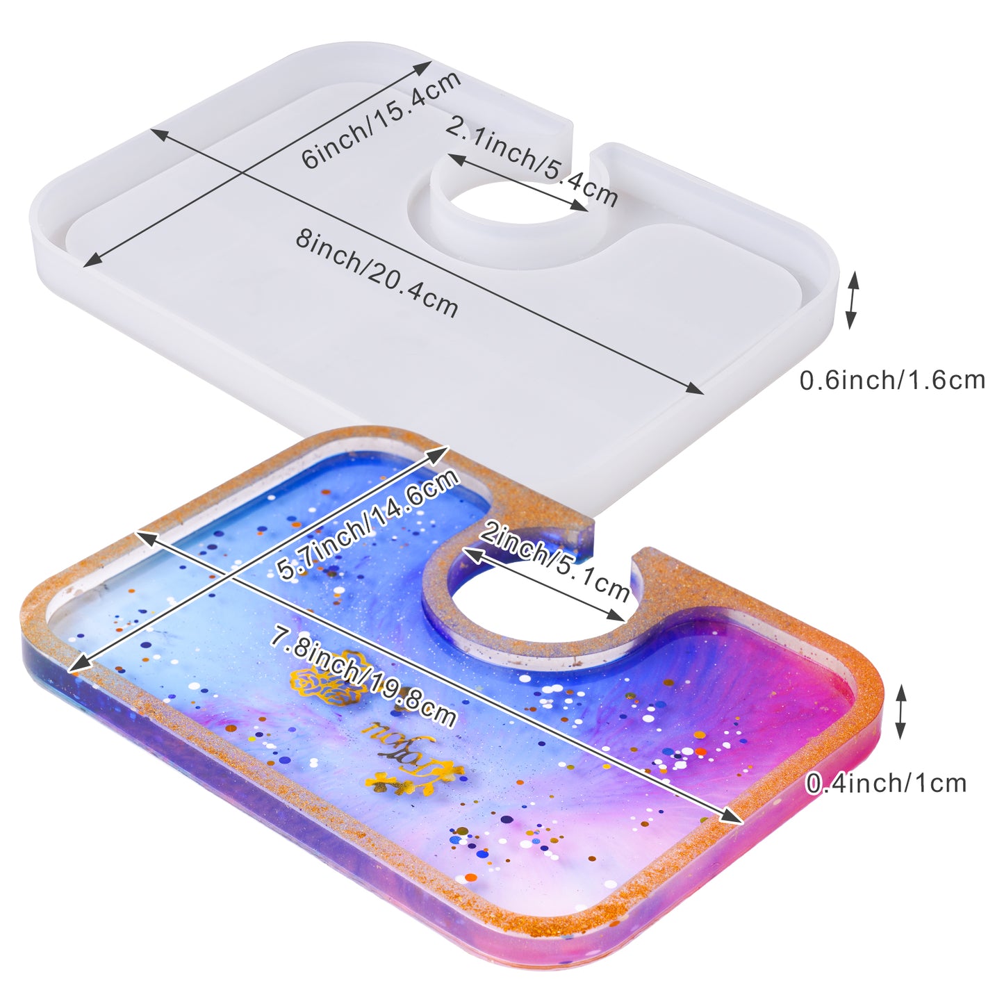 Serving Tray Epoxy Resin Silicone Mold Kit, Breakfast Tray with Edges and Cup
