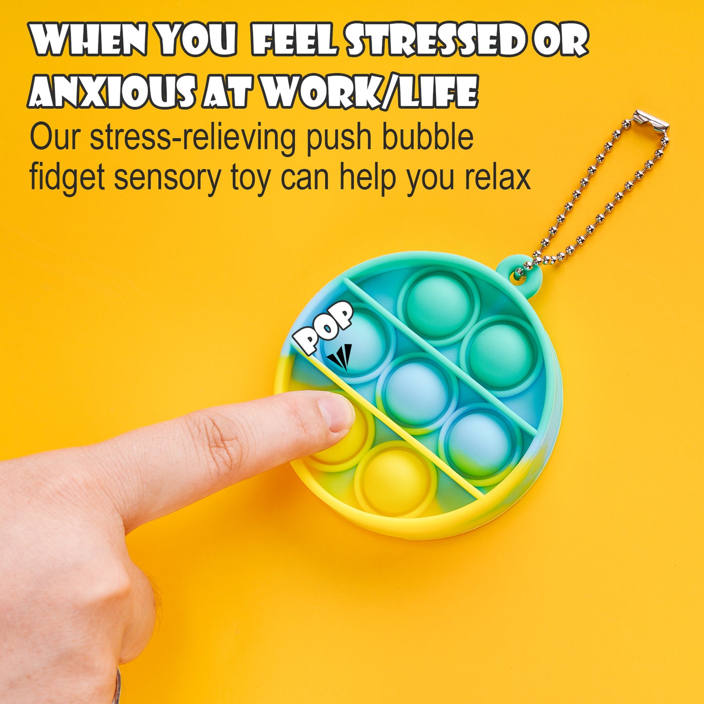 4PCS Mini Pop Bubble Fidget Sensory Toy Keychains, Simple Push Fidget Toy Stre