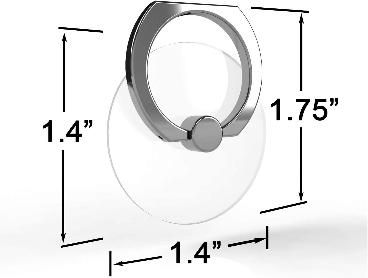 Clear Cell Phone Ring Holder Grip 360 Degree Rotation Finger Kick-Stand (Silver)