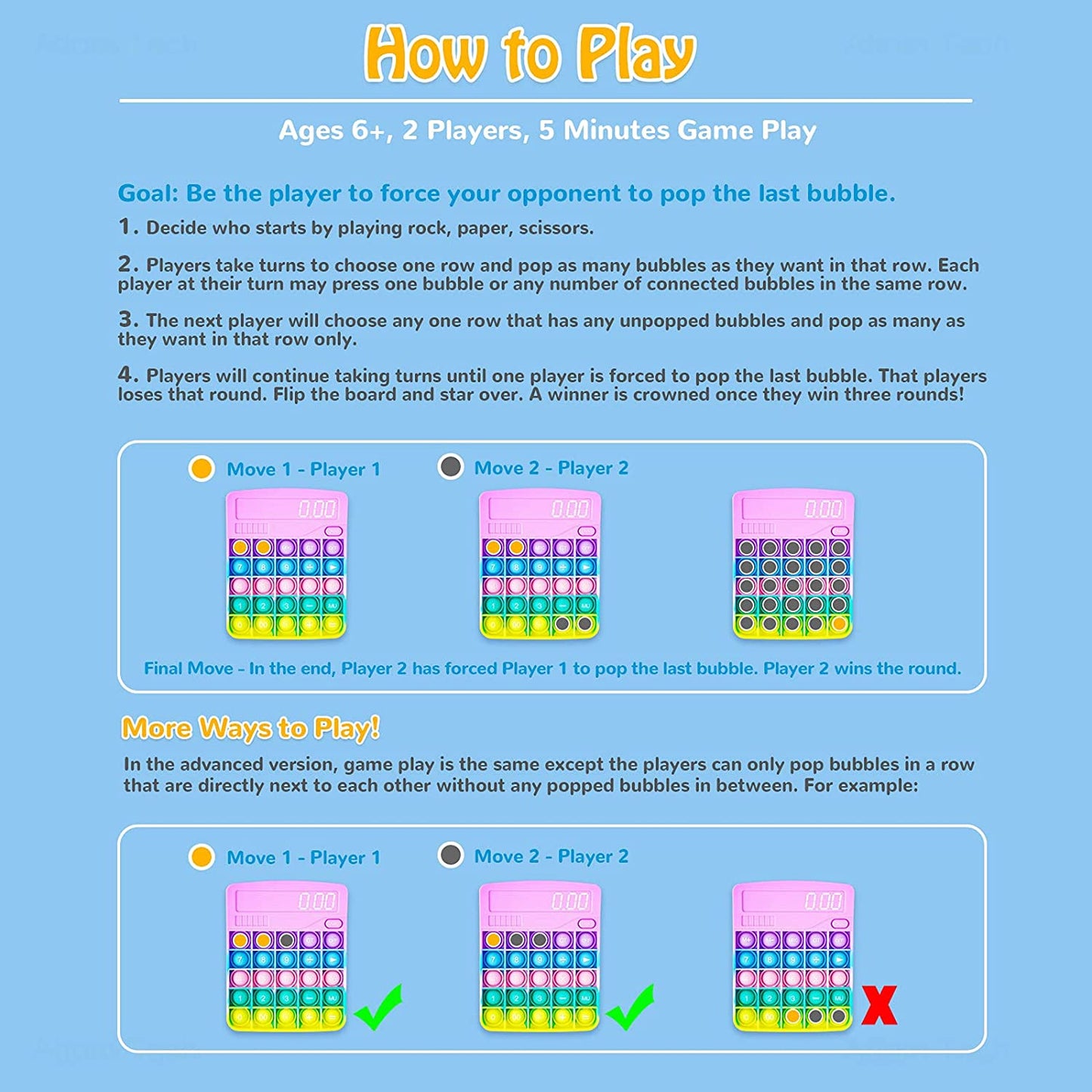 Calculator Silicone Bubble Push Pop Fidget Sensory Toy 5.6x4.5 Soft Novelty Gift