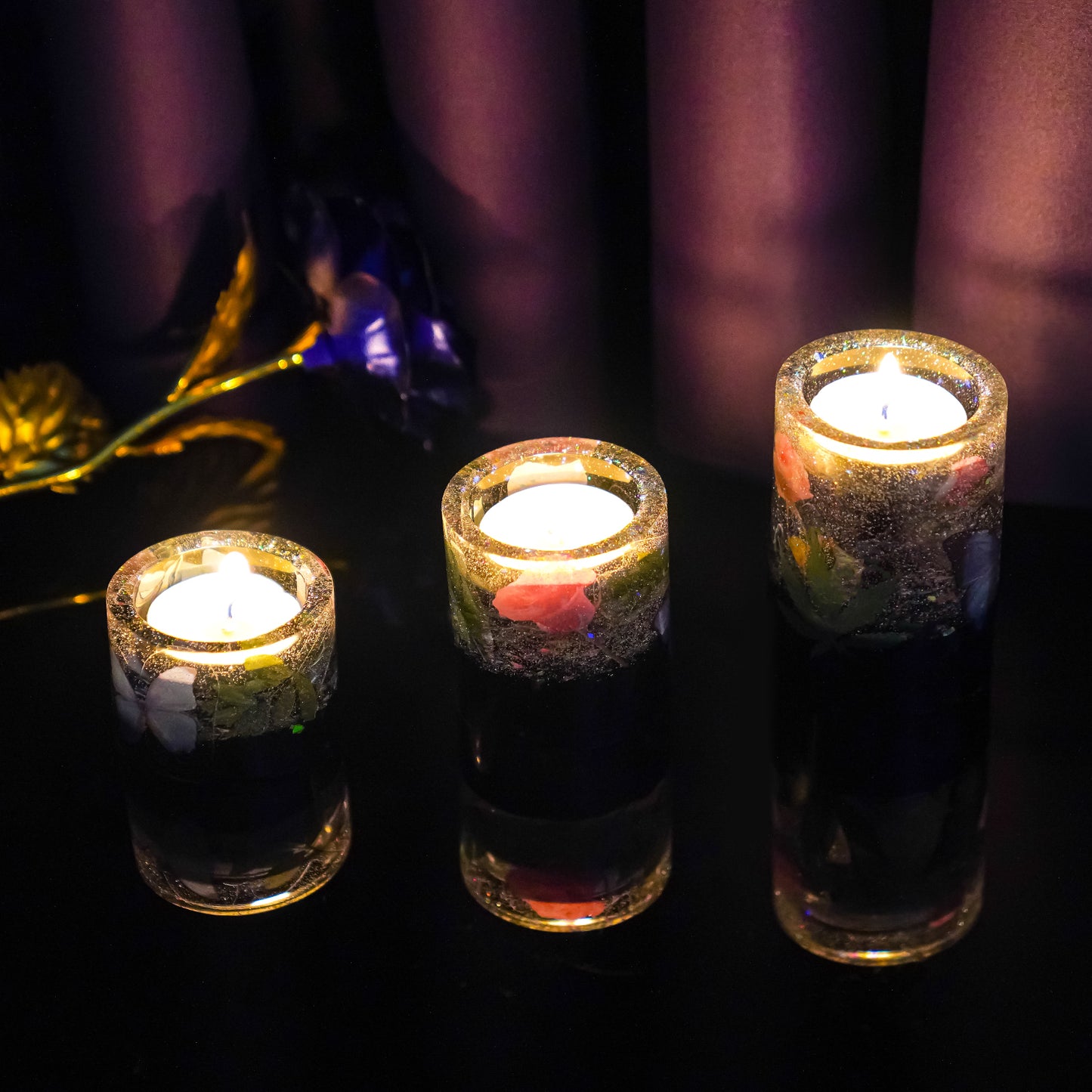 3PCS Cylinder Candle Holder Epoxy Resin Casting Silicone Mold Kit+10PCS Tealig