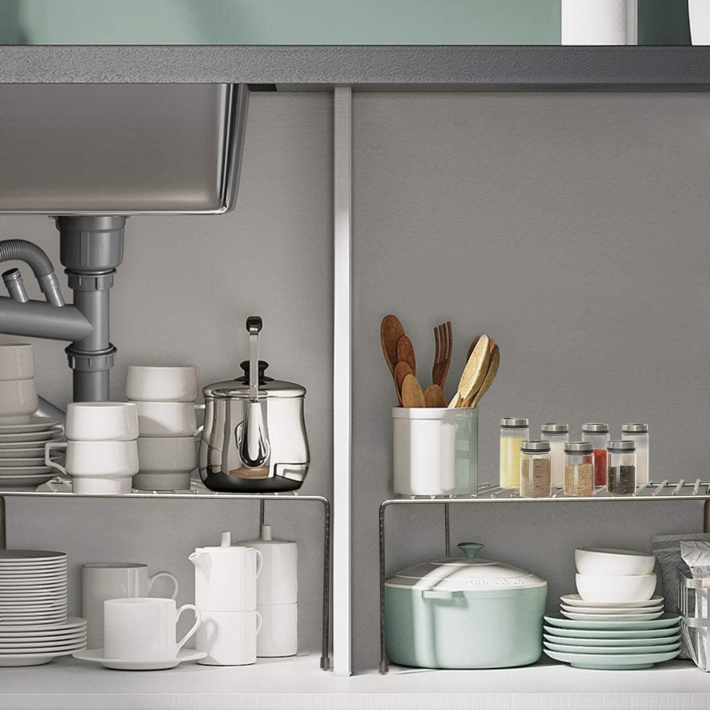 Stainless Steel Expandable Kitchen Storage Organizer Spice Rack Cabinet Organize