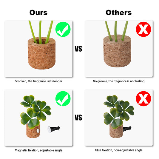 3-Pack Mini Succulent Plants Magnetic Cork Planter Car Air Vent Clip Interior