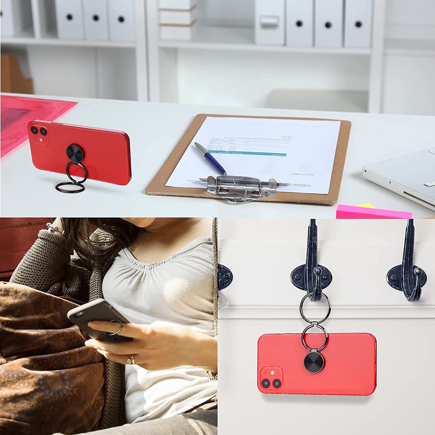 Cell Phone Ring Holder Finger Kickstand Rotation Metal Foldable Grip Ultra-Thin