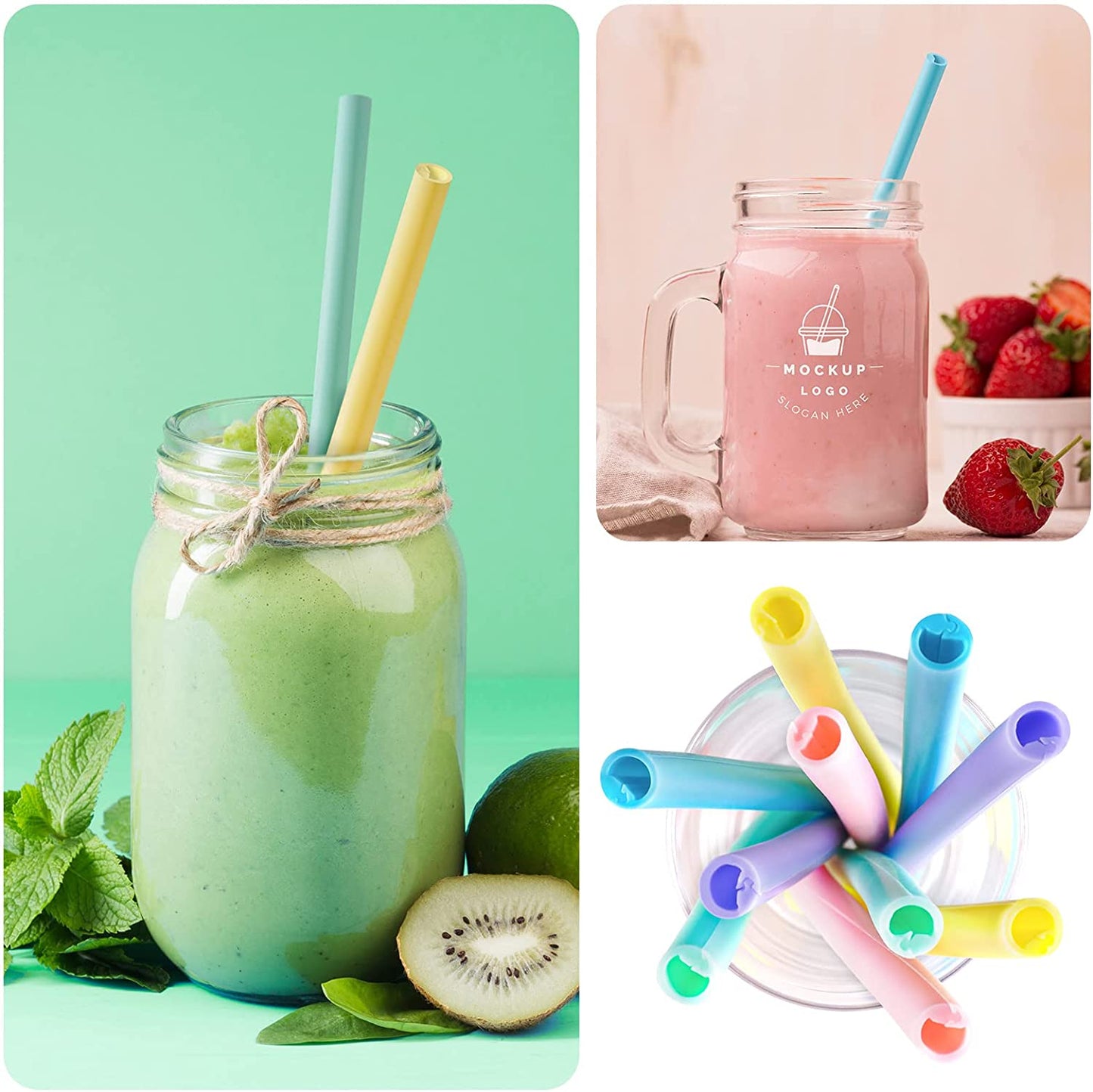 Reusable Silicone Straw 10PCS Openable Design Easy Clean Food Grade Snap Straw