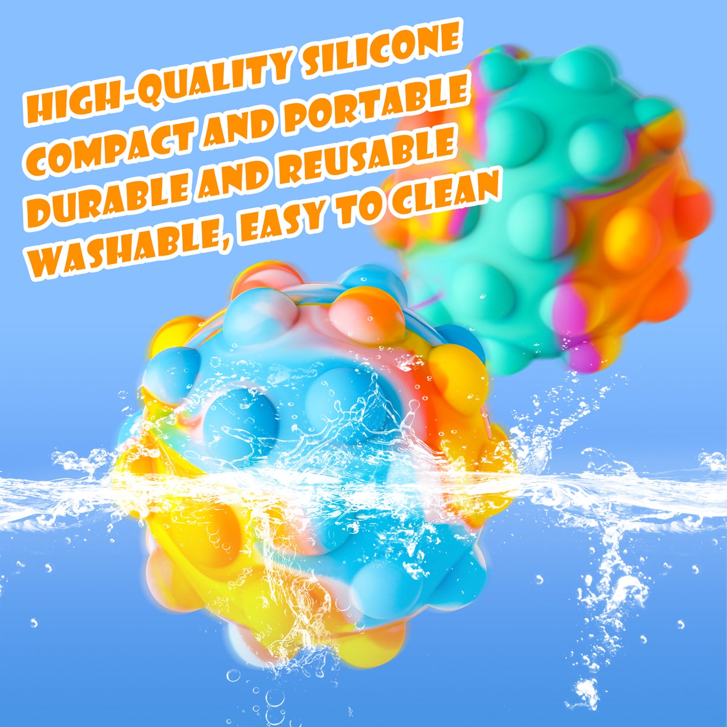 2-Pack Push Pop Bubble Fidget Ball Sensory Toys, Interactive 3D Bouncing Ball