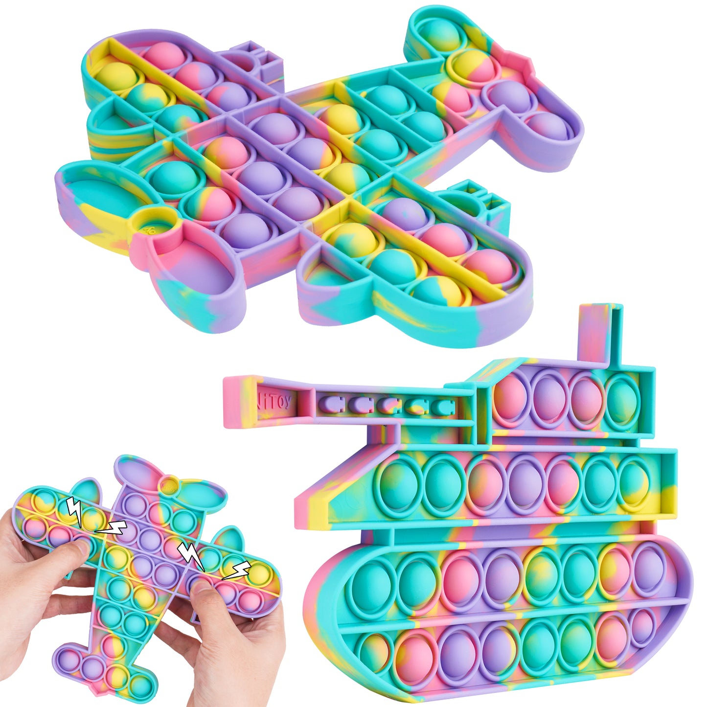 2PCS Pop Bubble Silicone Sensory Fidget Toy Pack, Squeeze Toy Stress Reduce An