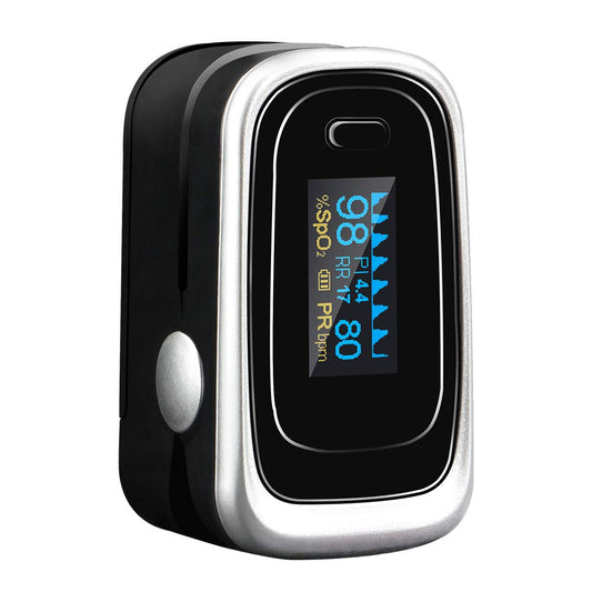 Fingertip Pulse Oximeter Blood Oxygen Saturation Monitor with Silicon Cover BLK