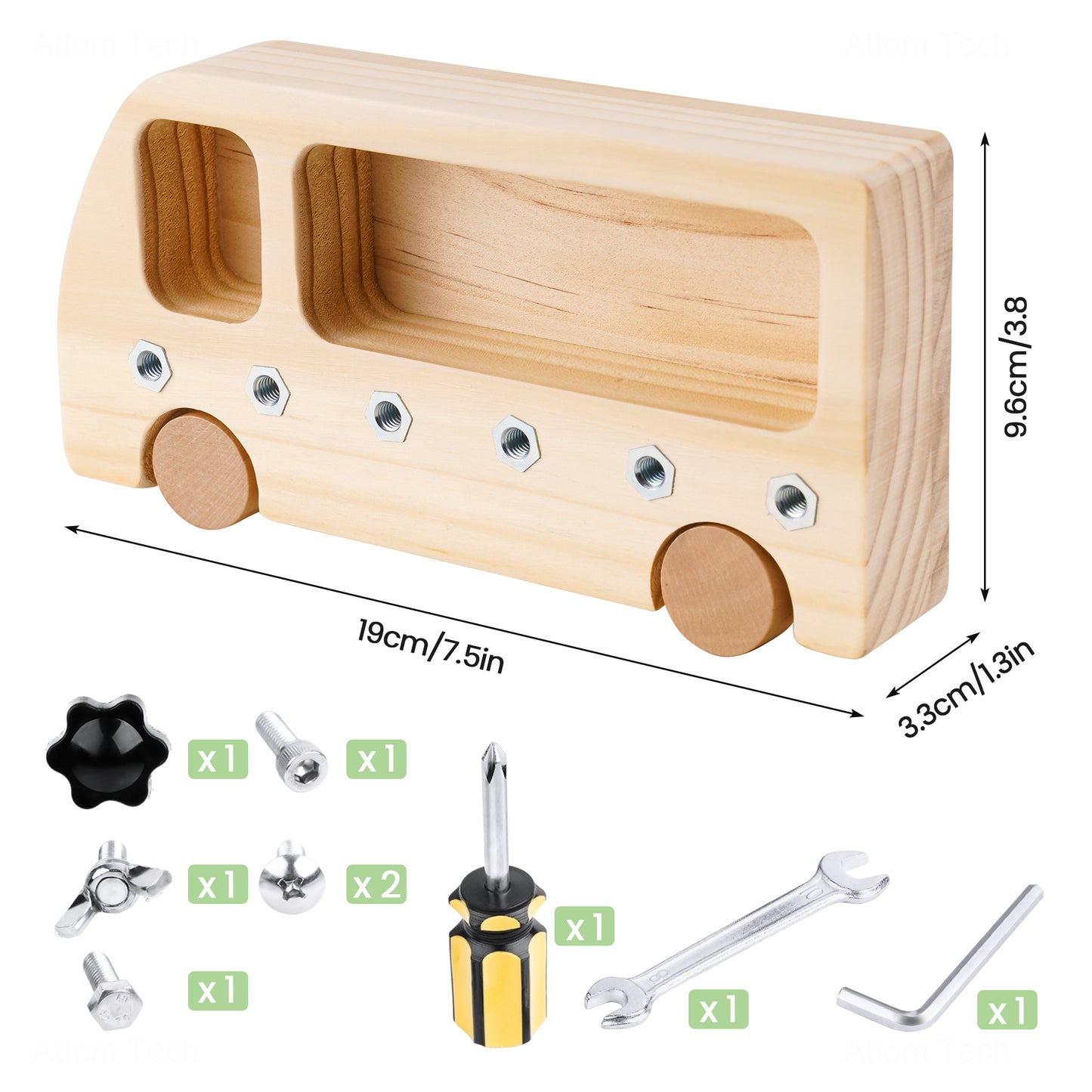 Montessori Wooden Screwdriver Board Sensory Toy for Kids 3+ Years