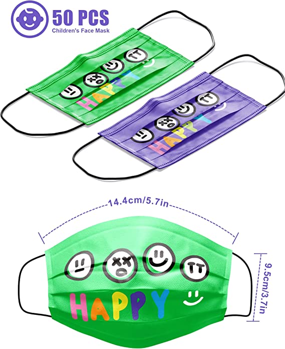 Disposable 50PCS Kids Happy Cute Mood Faces Individually Wrapped Colorful Design