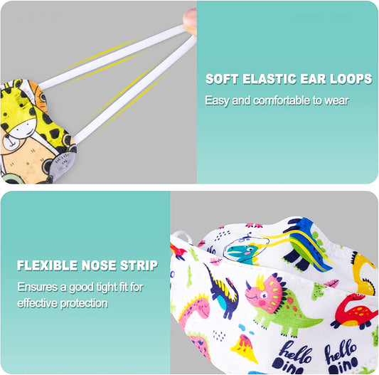 50PCS Cartoon KF94 Disposable s for Kids 3D Tri-Folding Kawaii Brea