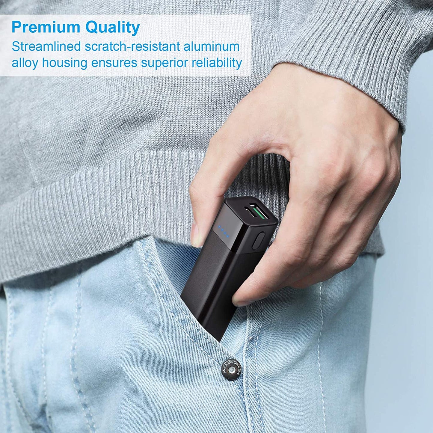 18W PD Mini USB-C Power Bank 4800mAh Power Delivery QC 3.0 Fast Charging Small