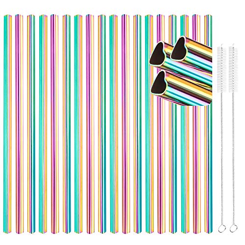 18PCS Heart Shape Metal Strawss 304 Food Grade Stainless Steel Bulk Reusable