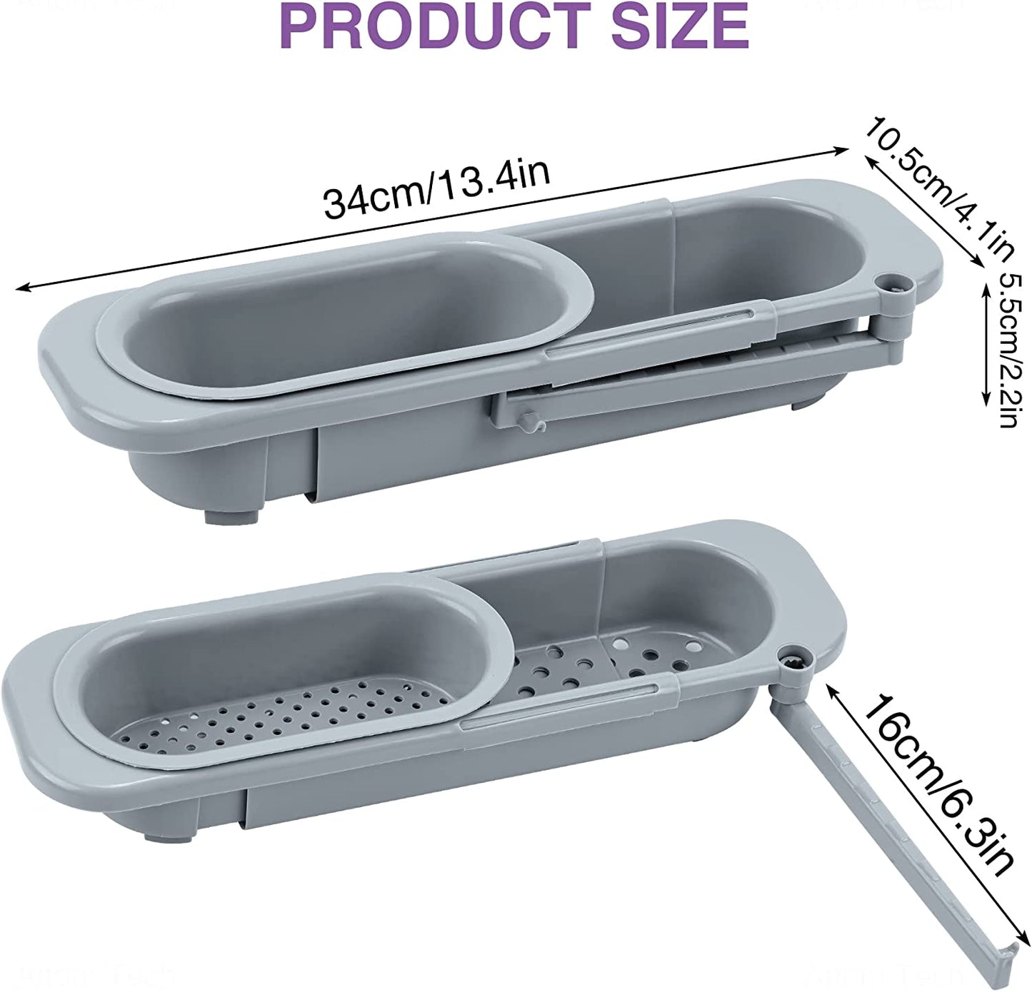Adjustable Sink Holder w/ Sponge Kitchen Sink Organizer Rack Sponge Soap Holder
