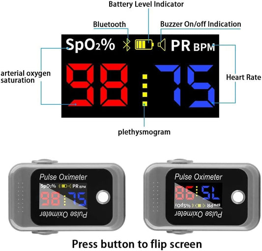 Bluetooth Fingertip Pulse Oximeter Blood Oxygen Saturation Pulse Rate Monitor