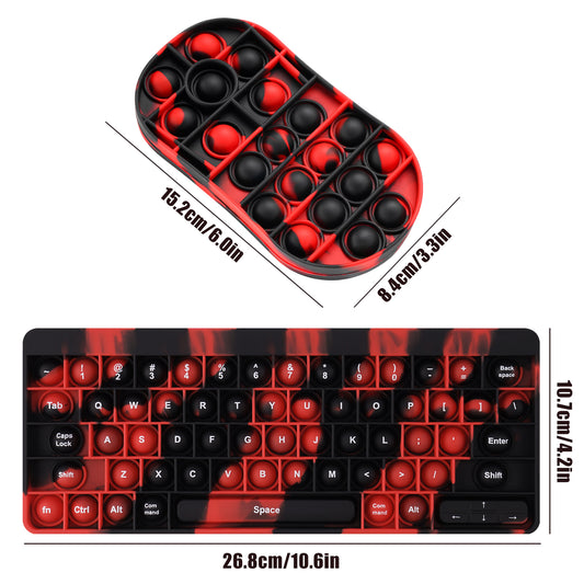 2PCS Mouse & Keyboard Push Pop Bubble Fidget Sensory Toys, Large Bubble