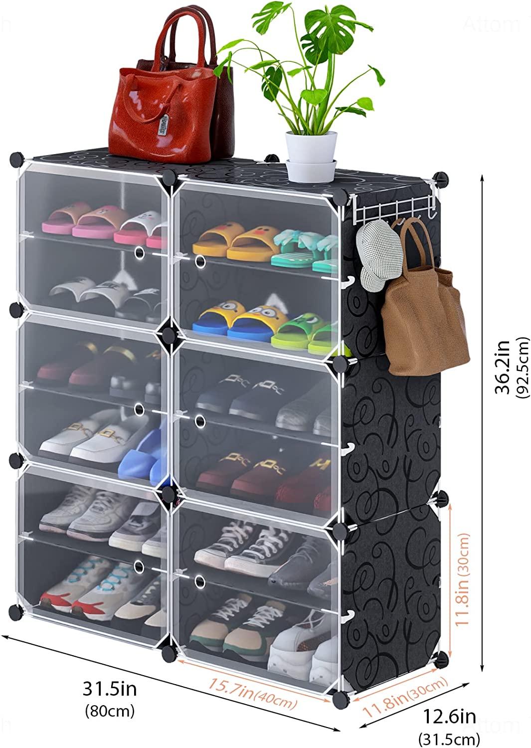 Shoe Rack Organizer w/ Doors 24 Pairs Closet Shoe Box Storage Cabinet Stackable