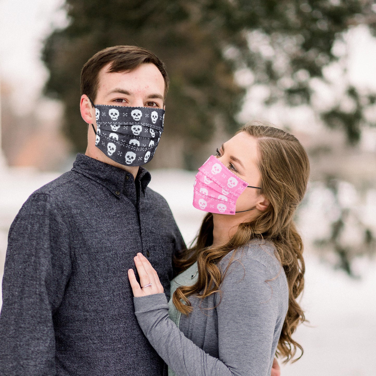 60PCS Disposable Protective Fashion Skull Crossbones Knitted Sweater Pattern Co