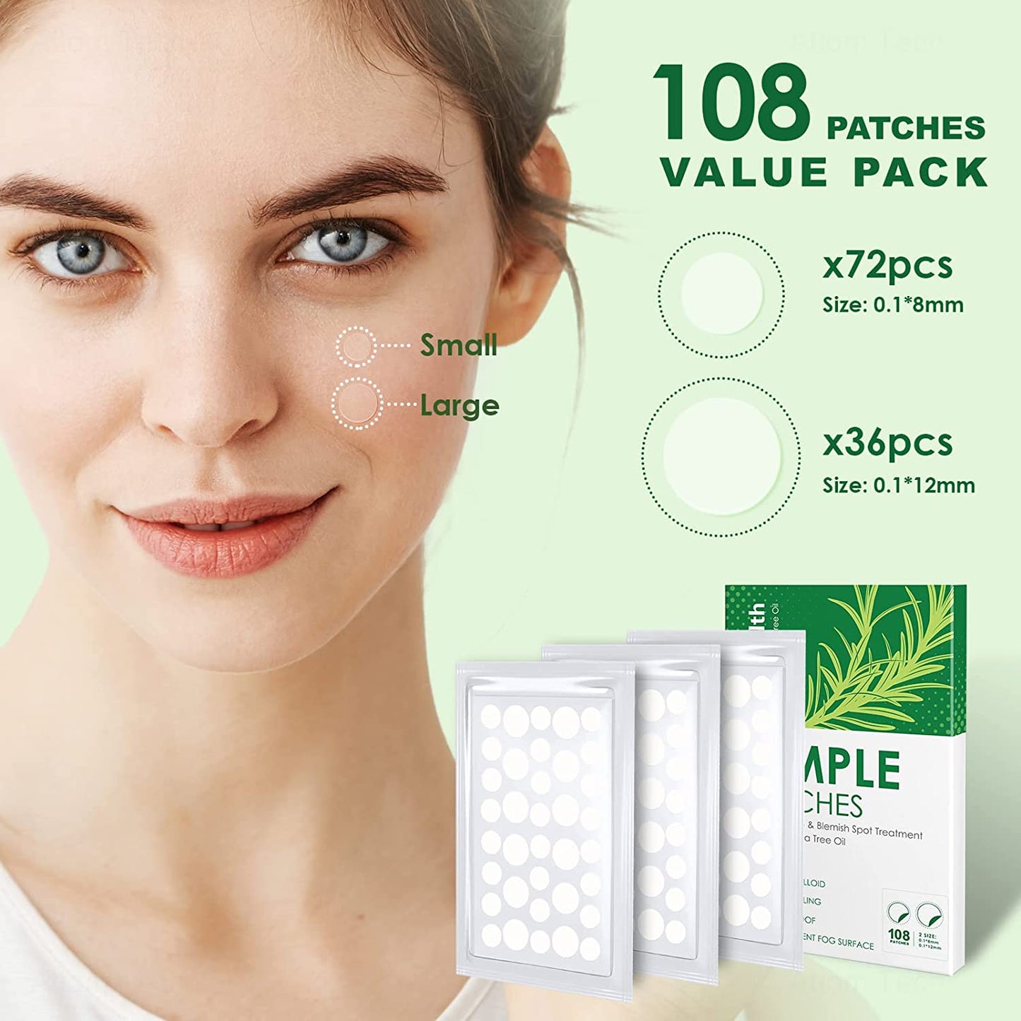 Tea Tree Oil Acne Pimple Patch 108PCS Absorb Hydrocolloid Spot Treat Heal Fast