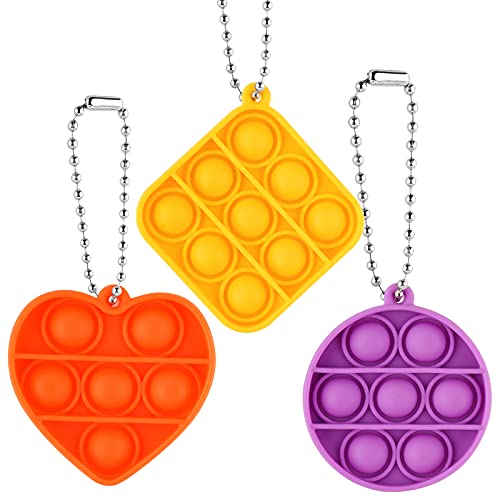 Fidget Pack 3PCS Push Pop Bubble Fidget Toy Keychains Mini Sensory Toy Stress