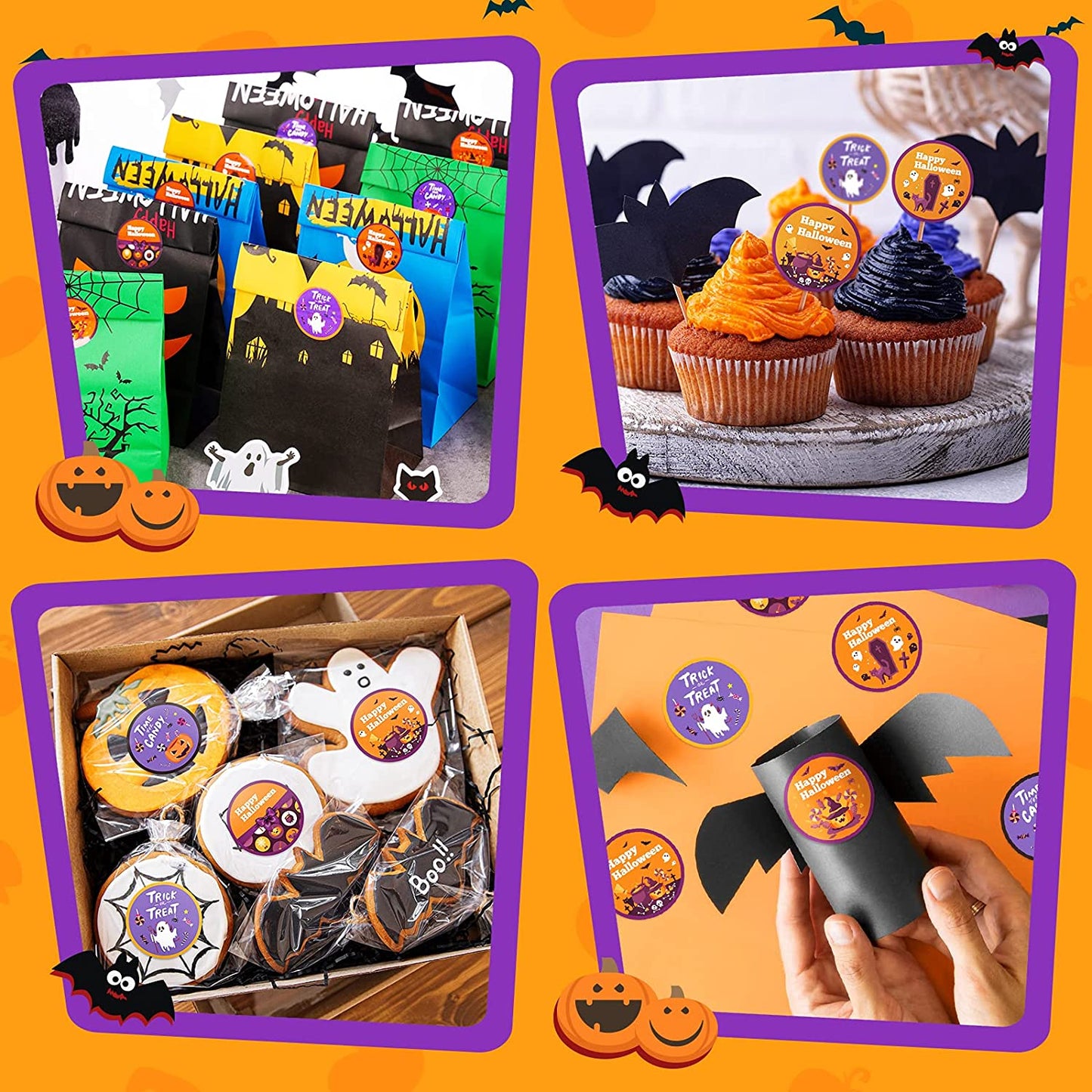 500PCS 1.5" Large Self-Adhesive Halloween Round Sticker Label Roll 6 Designs