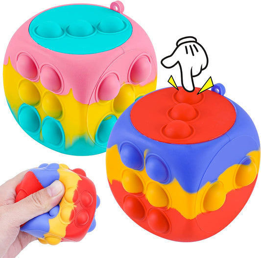 3D Dice Push Pop Bubble Fidget Sensory Toy 2PC Large Size Silicone Stretchy Ball