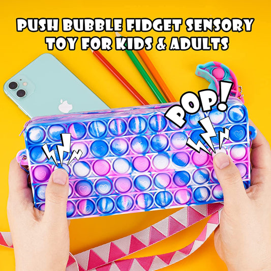 Push Pop Bubble Purse Fidget Sensory Toy Dolphin Keychain Multicolor Pop Handbag