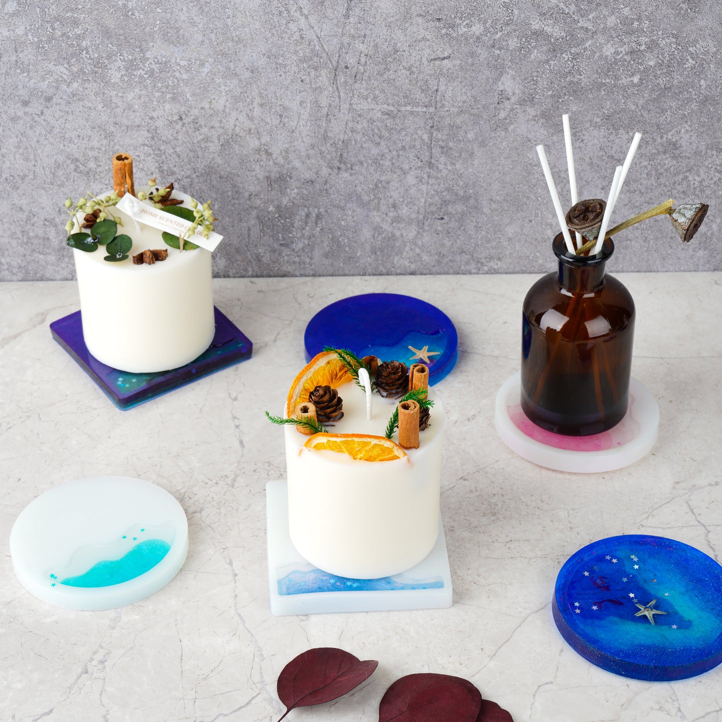 Coaster Epoxy Resin Casting Silicone Molds Mountain River 4PCS DIY Agate Art H