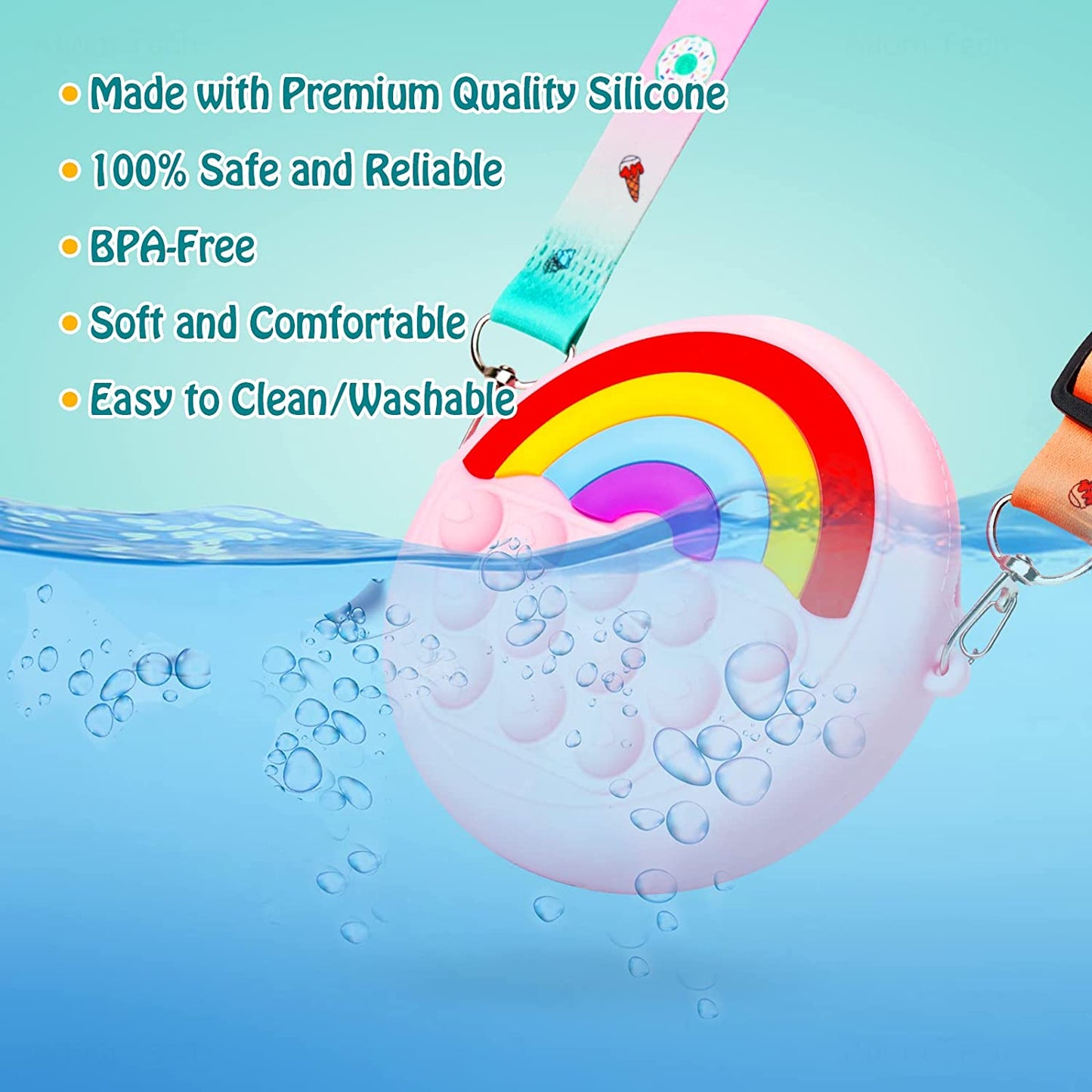 Rainbow Mini Handbag Pop Push Bubble Fidget Sensory Toy Silicone Popper (Pink)