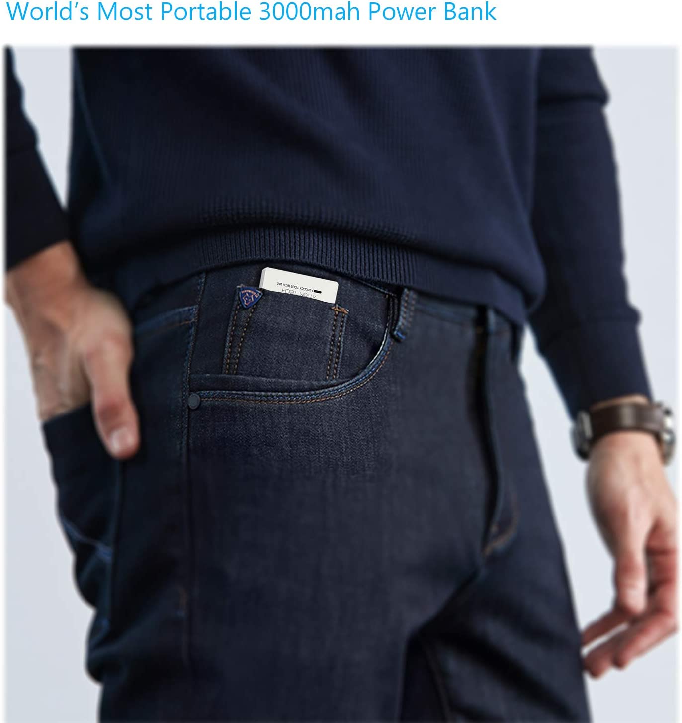 USB Output Power Bank Thin 3000mAh Portable Charger Micro USB USB-C Dual Input