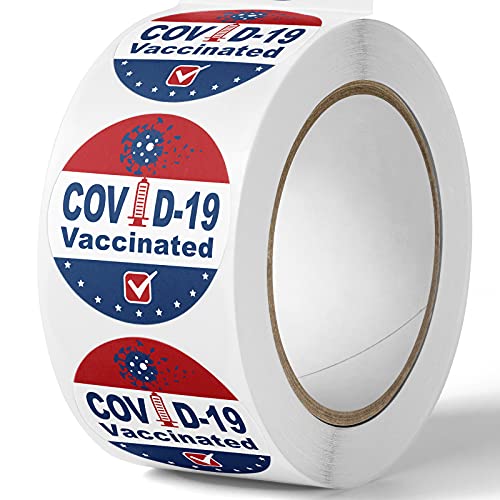 Vaccinated 1.5" Round Label Stickers 500PCS Roll Value Pack