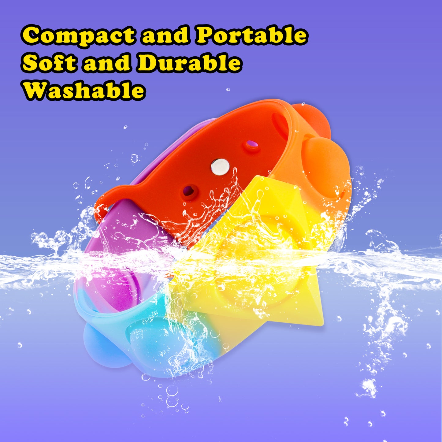 2PCS Push Pop Bubble Wristband Fidget Sensory Toys Rainbow Wearable Hand Watch