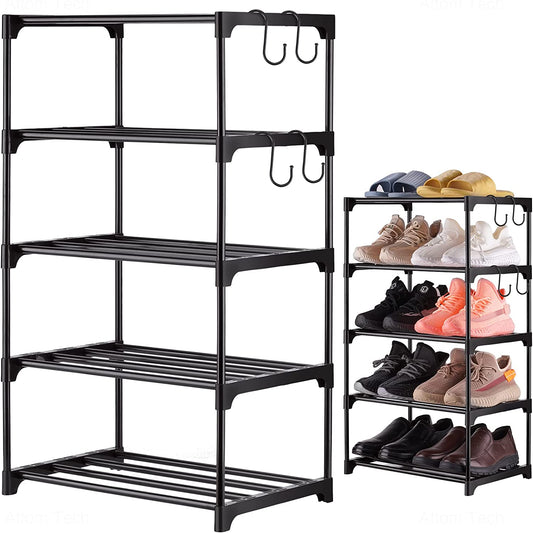 Shoe Rack 5-Tier Stackable Lightweight Space Saving Metal Organizer 10 Pairs