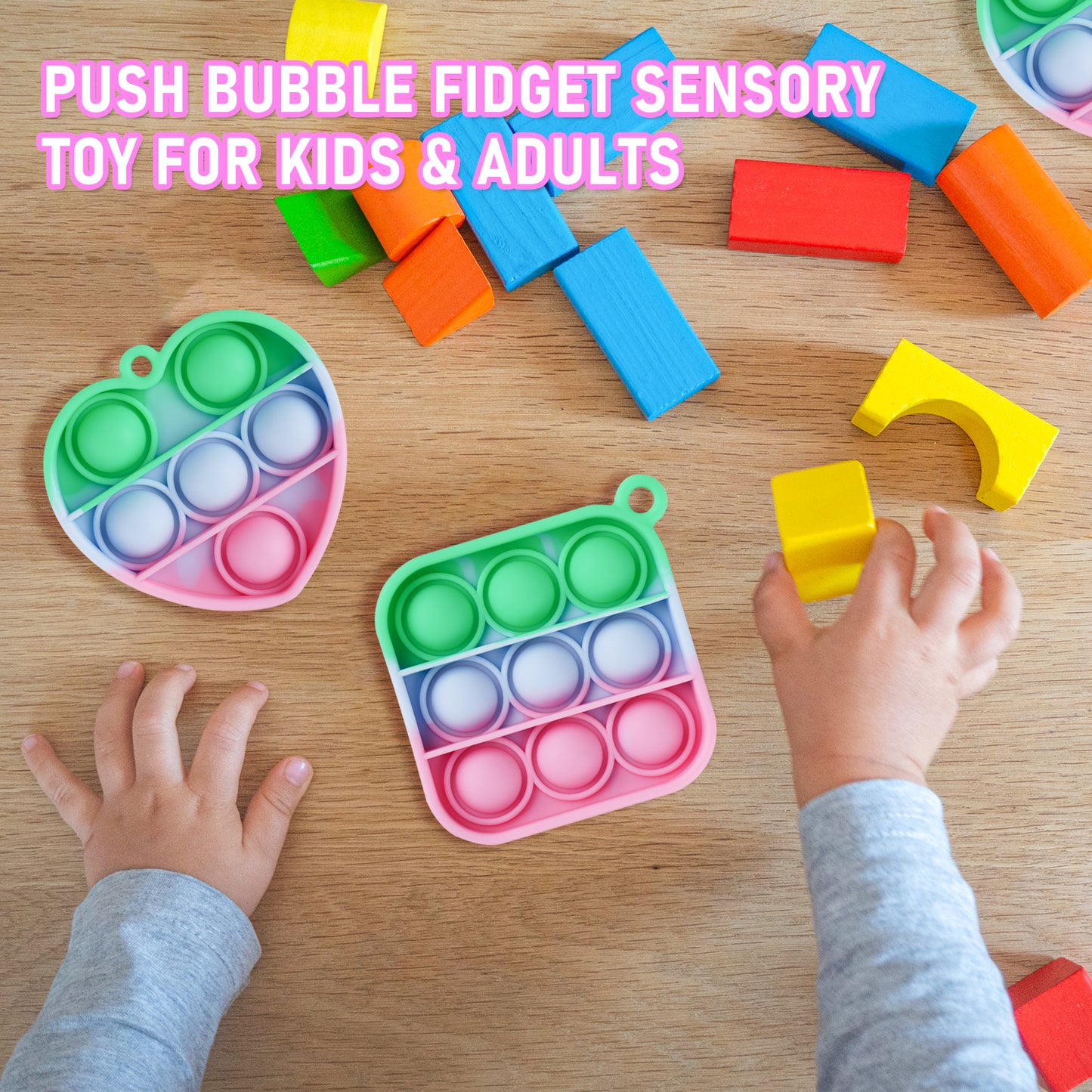 4PCS Mini Pop Keychains Push Bubble Fidget Sensory Toy Set, Simple Fidget Toy