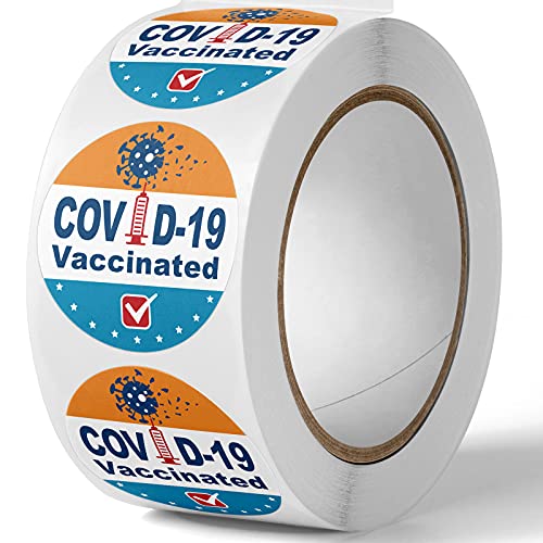 Vaccinated 1.5" Round Label Stickers 500PCS Roll Value Pack