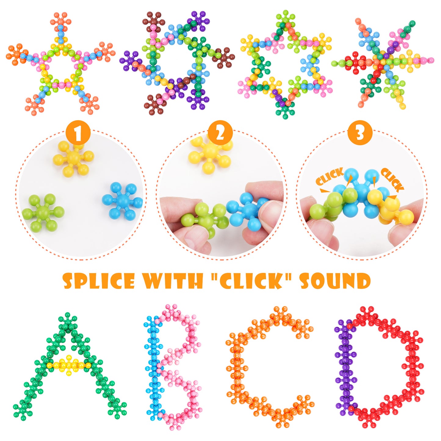 300PCS Snowflake Interlocking Building Block Toy Carrying Case for Kids