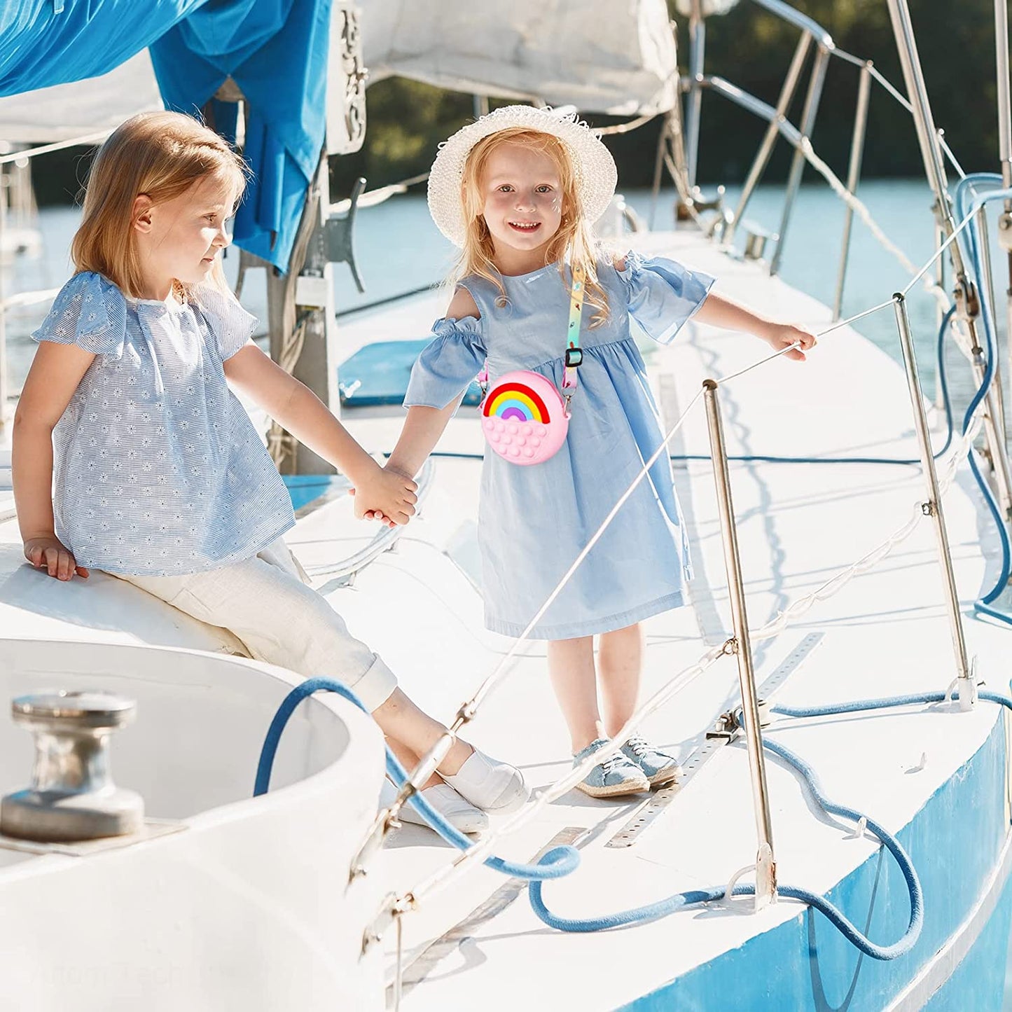 Rainbow Mini Handbag Pop Push Bubble Fidget Sensory Toy Silicone Popper (Pink)