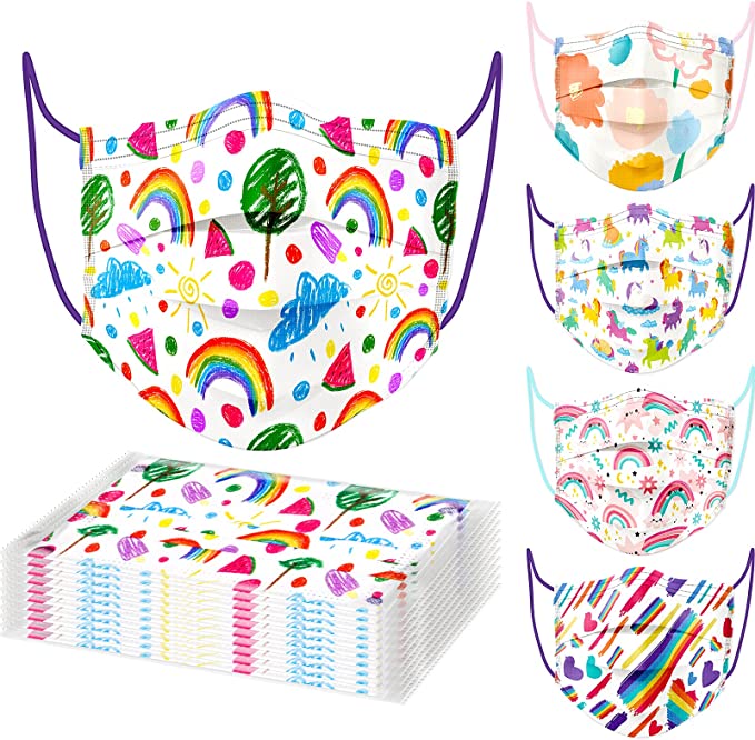 50PCS Kids Watercolor Rainbow Single Wrap Disposable Cute Unicorn Heart Flower