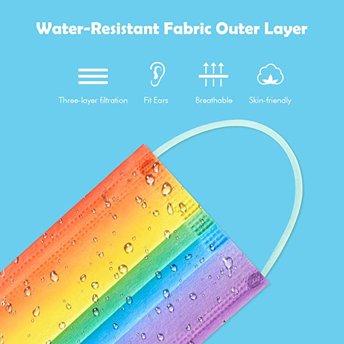 60-Pack Disposable Unisex Adult Size Gradient Rainbow Colors Individually Wrap