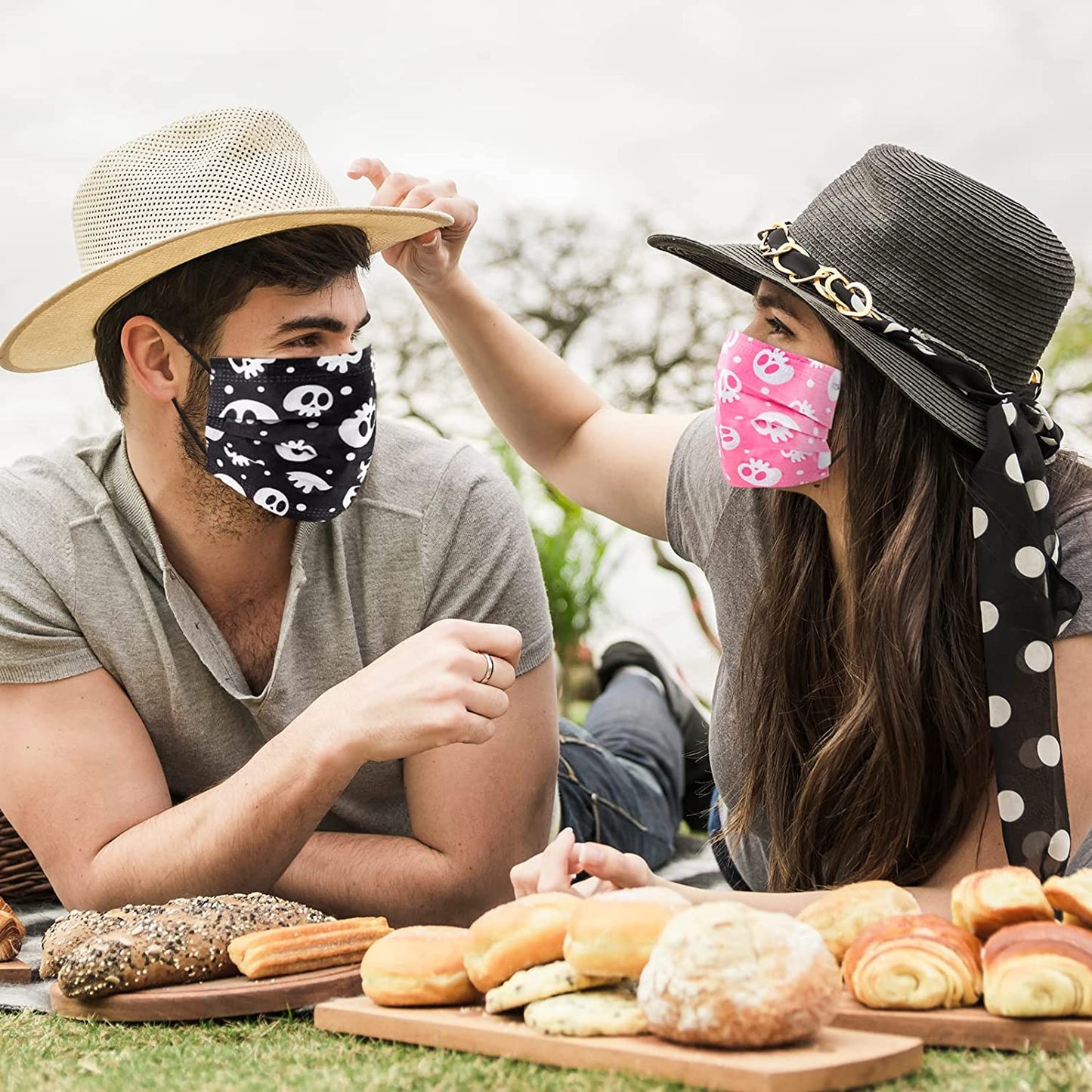 50PCS Skull Print Disposable s Adorable Unisex Design Individually