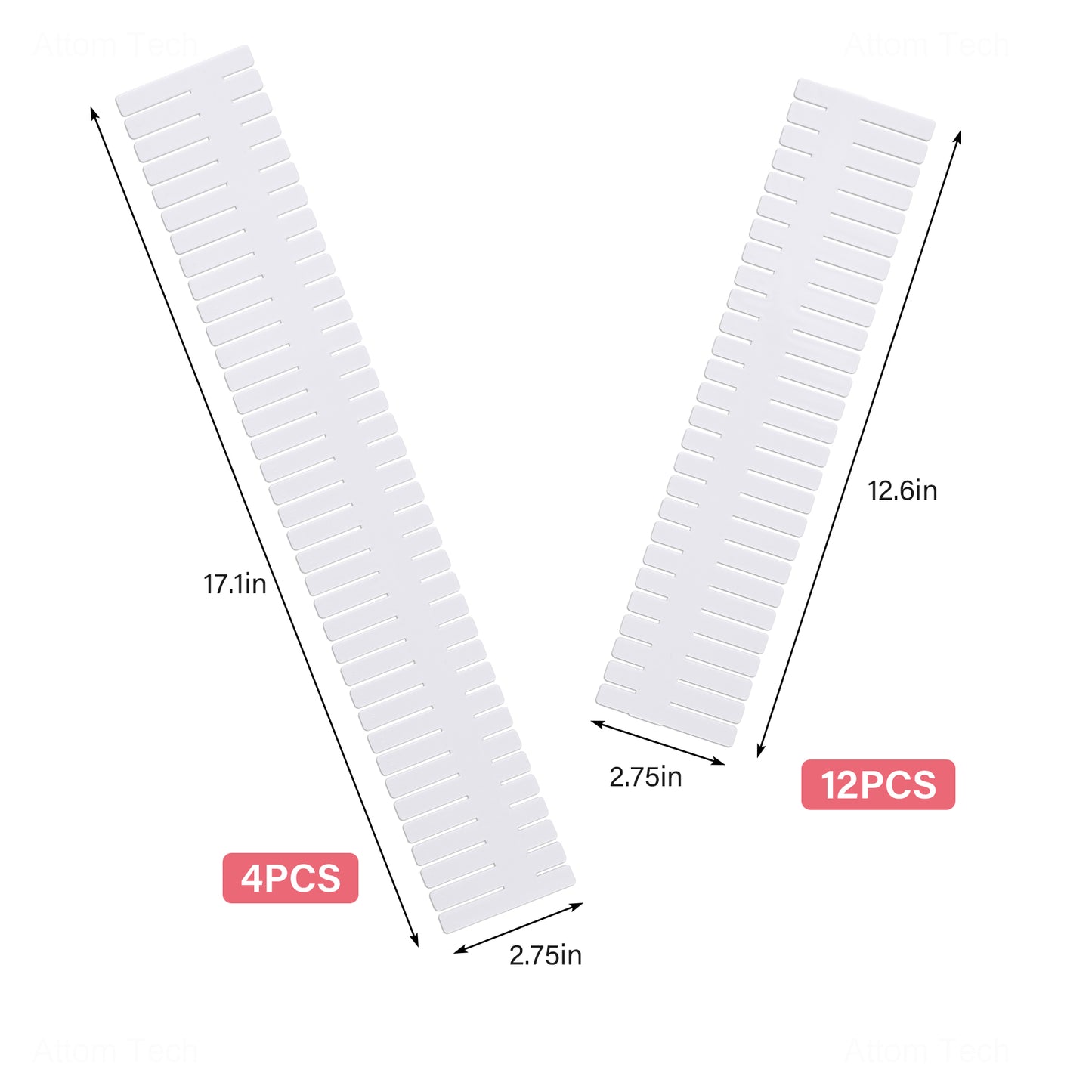 16PCS Adjustable Drawer Divider Combo Set (12x 12.6?”x2.75?”+4x 17.1?”x2.75?”)