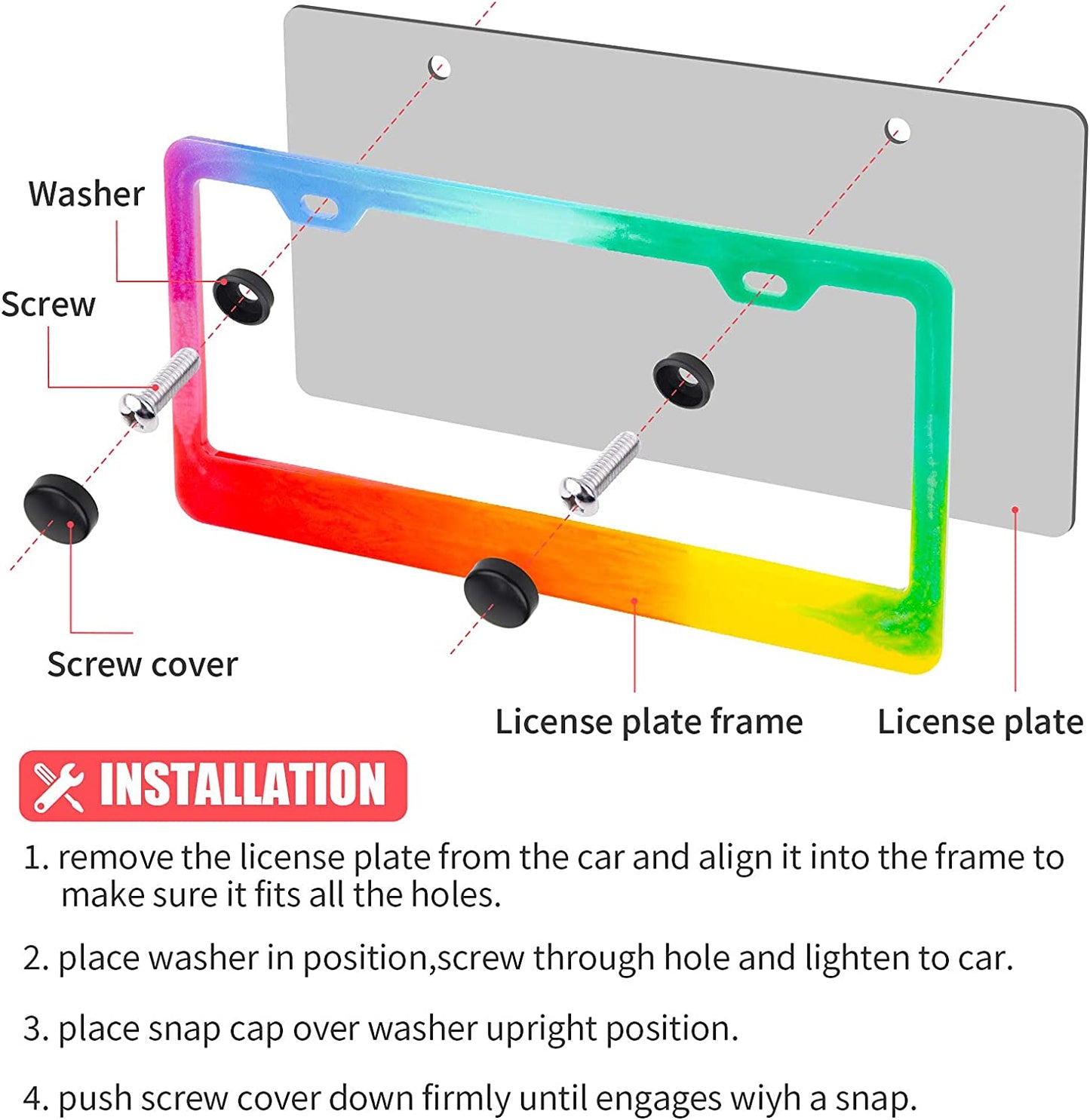 NiArt Car License Plate Frame Resin Casting Mold + Screw Accessories + Glitters