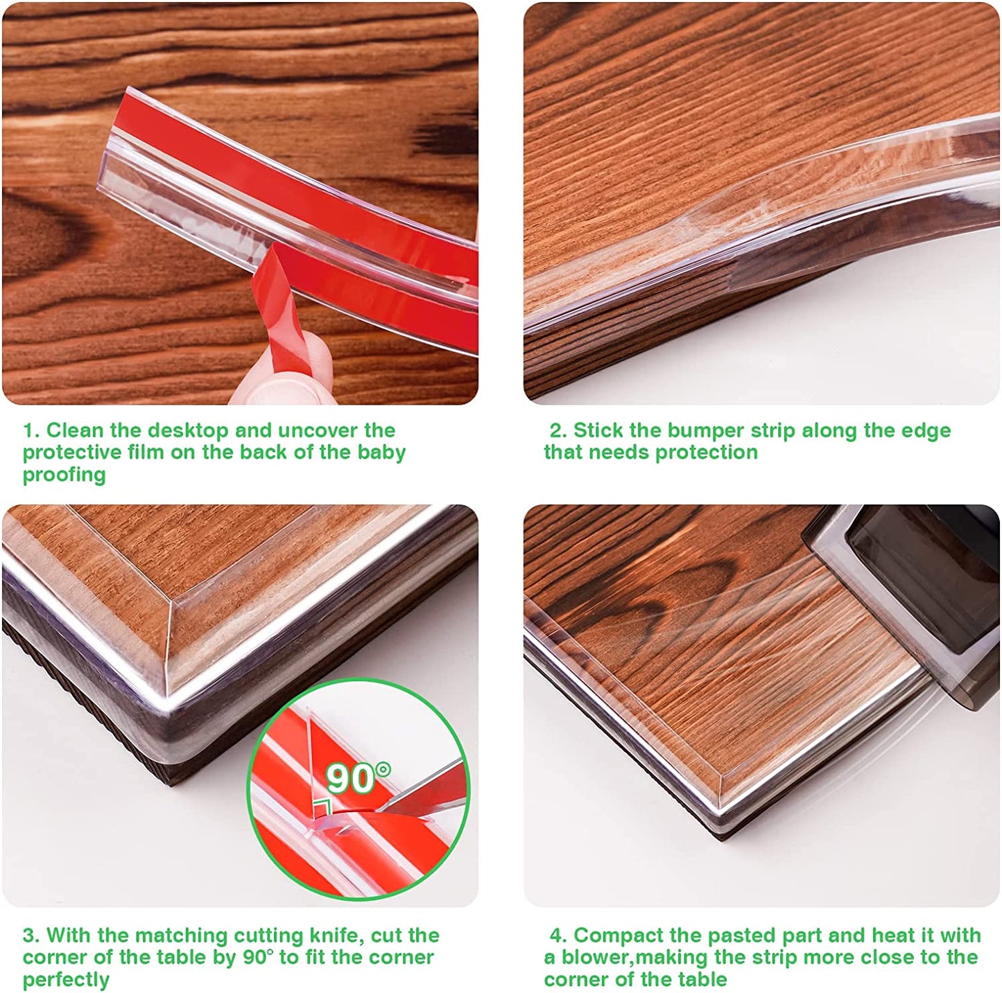 Baby Proofing Soft Silicone Bumper Strip 19.7ft (6m) Scraper Corner Protector