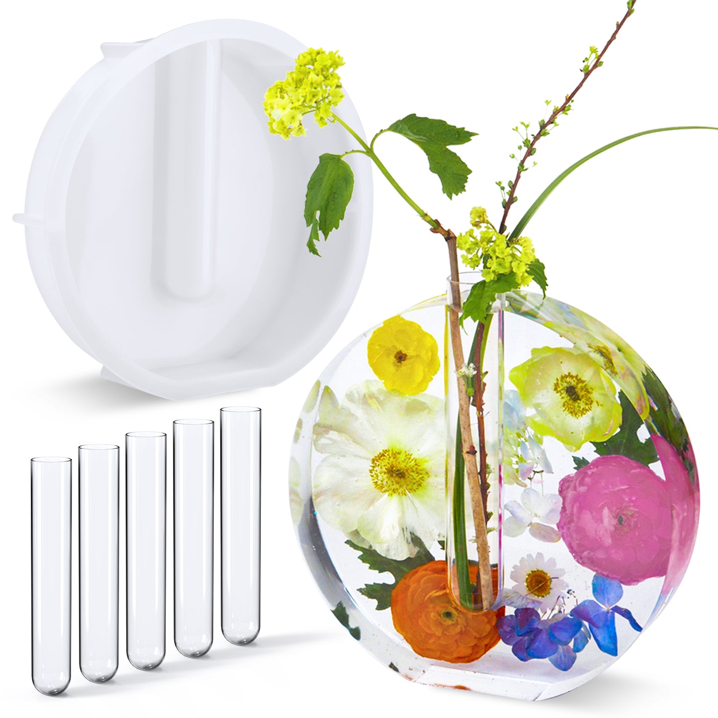 Vase Epoxy Resin Silicone Mold Kit with 5 Test Tubes, Plant Propagation Statio