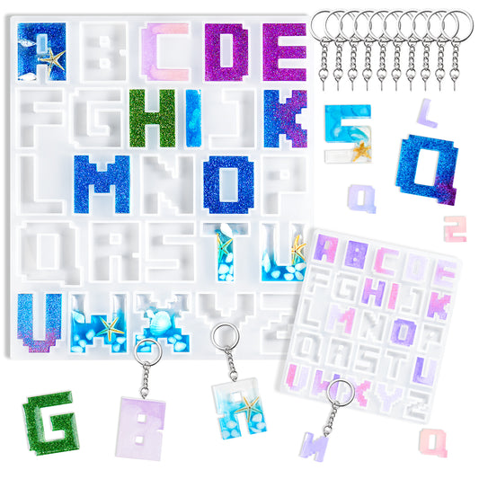 Epoxy Resin DIY Casting Soft Silicone Mold 2PCS Pixel Alphabet Letter 1.5" and