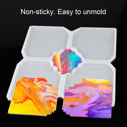 Coaster Resin Mold 5-Part Jigsaw Puzzle Design DIY Epoxy Resin Casting Soft Smoo